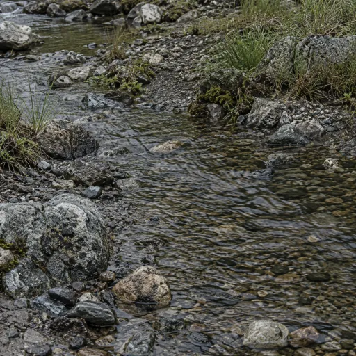 Illustrative shallow stream with pebbles