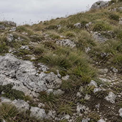 Illustrative weathered limestone and grass